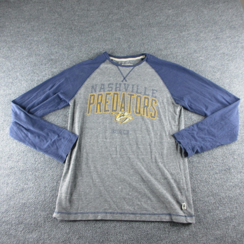 Nashville Predators Shirt Mens Small Gray NHL Hockey CCM Raglan Long Sleeve Tee
